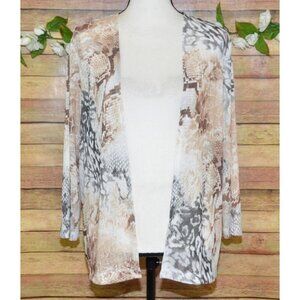 Alfred Dunner Ladies Sheer Lightweight Open Cardigan Size M Mixed Animal Prints